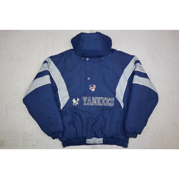 90s Yankees Starter Jacket Men's S Blue MLB Licensed Removable Hood - Picture 9 of 15
